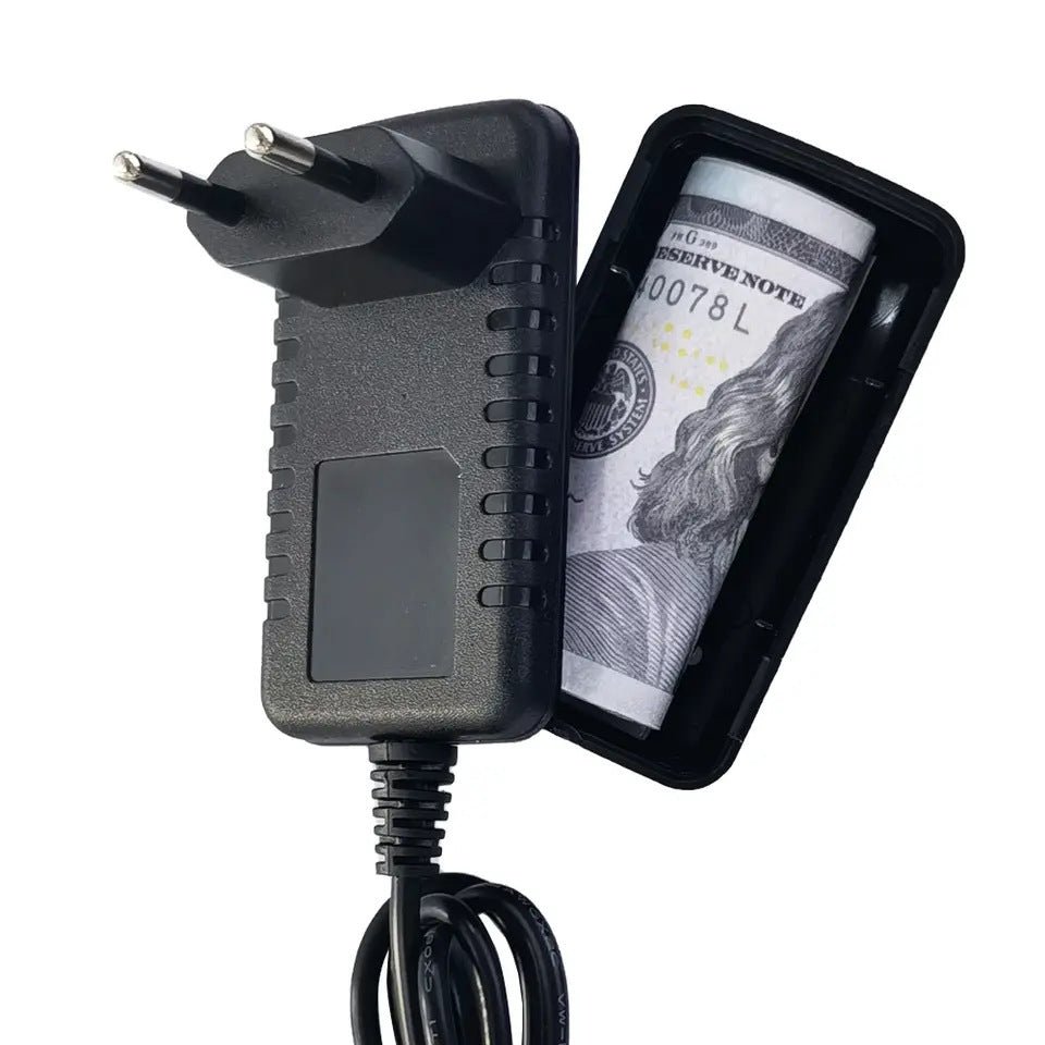 Power Vault wall charger diversion safe open, showing hidden cash